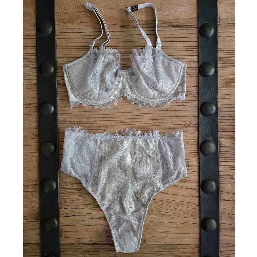 Victoria's Secret Dream Angels Wicked Lace Balconette Bra HighThong 32DD S
